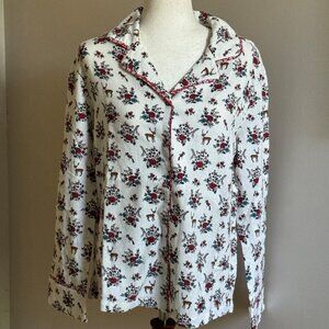 Sundance Catalog deer flower theme Pajama top -gretel -Small- NWT